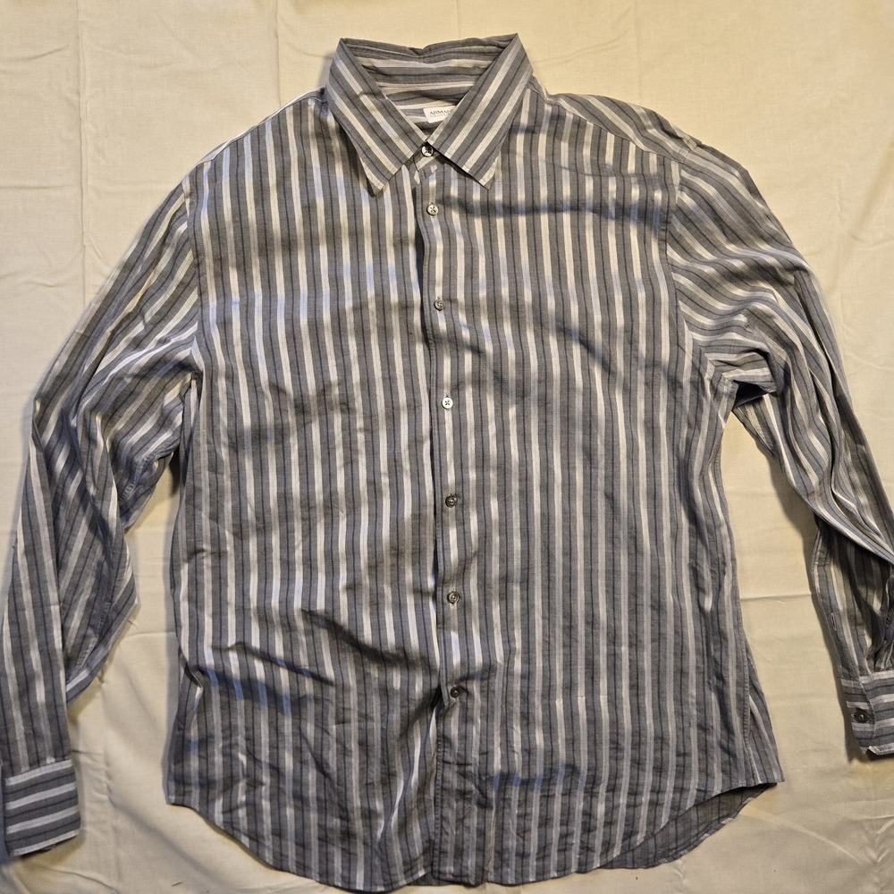 ARMANI COLLEZIONI STRIPED LONG SLEEVE SHIRT SIZE XXL